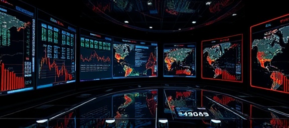 dynamic network optimization, smart, adjusting, photorealistic, futuristic control room with holographic displays, highly detailed, data flow in variable patterns, 8k resolution, sleek black with neon highlights, dimmed atmospheric lighting, shot with a tilt-shift lens.